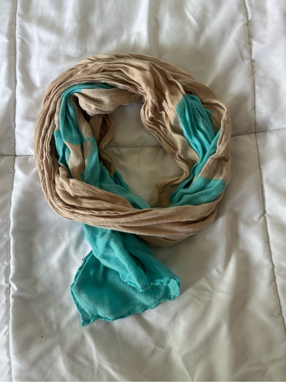 Coldwater Creek Beige and Teal Lightweight Women's Scarf